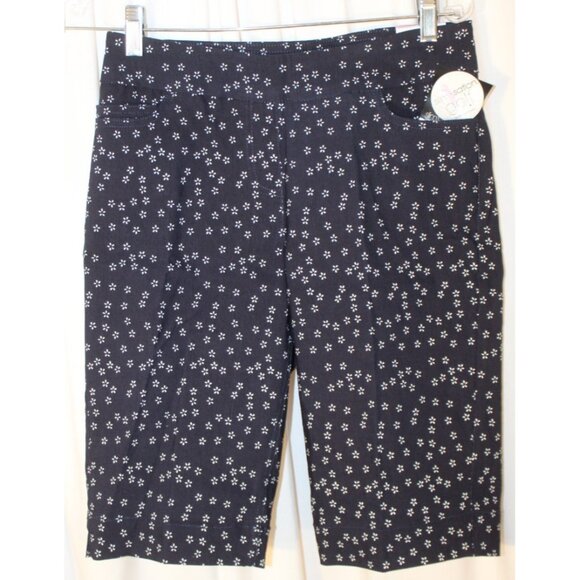 NEW SLIMSATION Golf Walking Shorts Size 6 Midnight Blue Floral Slimming Pull-On - Picture 1 of 4